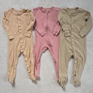 Colored Organics Kids Footies - Pink, Tan, Cream